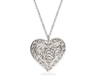 Iced Heart Amulet Necklace Sterling Silver