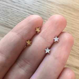 Mini Star Stud Earrings Sterling Silver or Gold Vermeil