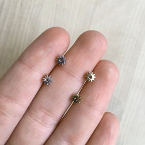 Mini Flower Stud Earrings Sterling Silver or Gold Vermeil