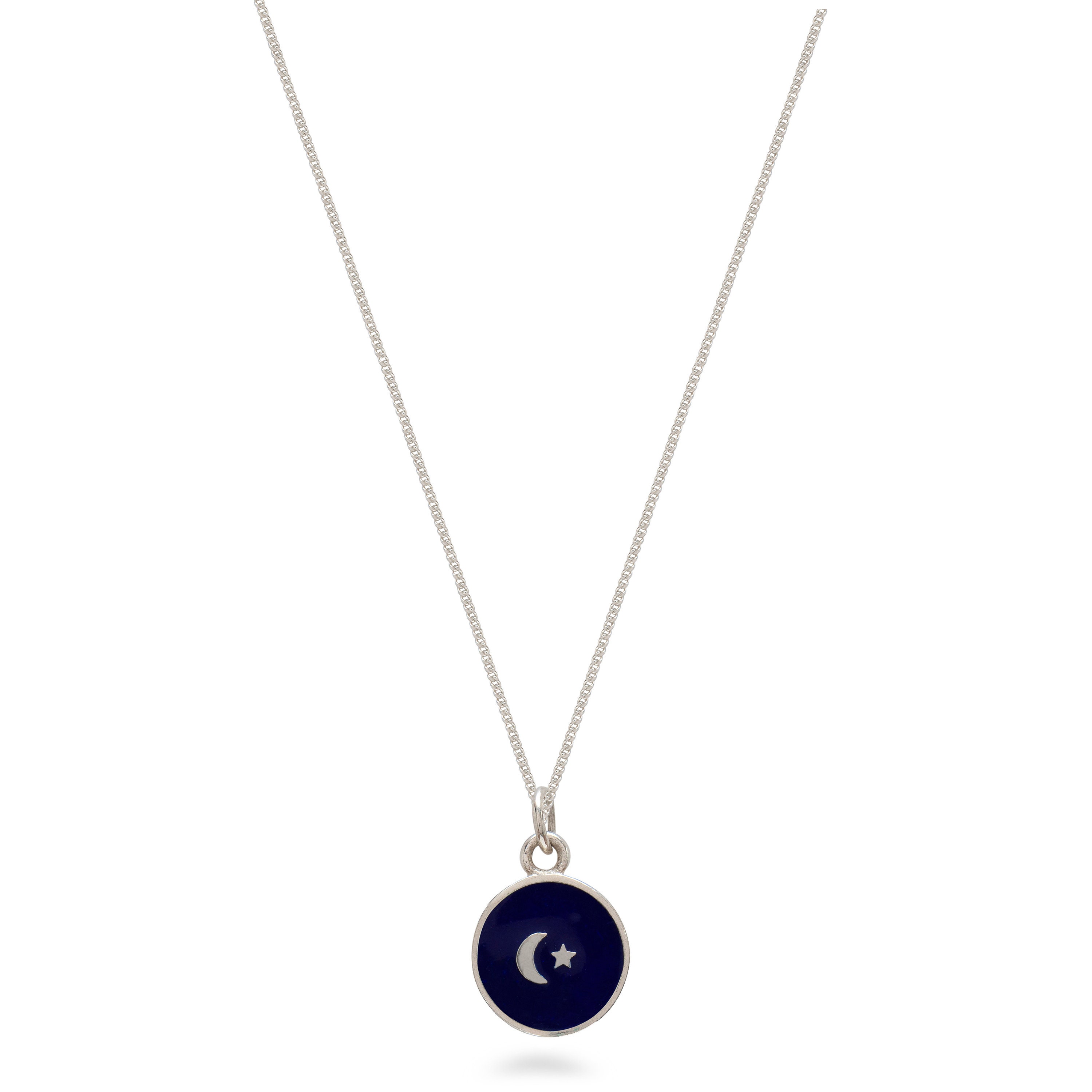 Small Moon and Star Enamel Necklace 