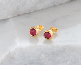 Birthstone Stud Earrings October: Pink & Gold Vermeil
