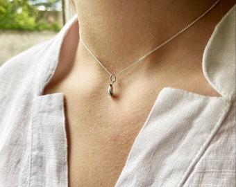 Tiny Penguin Charm Necklace Sterling Silver