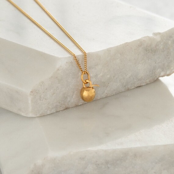 Tiny Apple Charm Necklace Gold Vermeil Etsy
