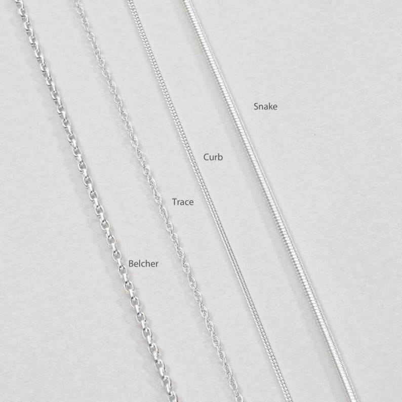 Sterling Silver Chain Necklace : Curb 16, 18, 20, 24, Simple Silver Chain image 2