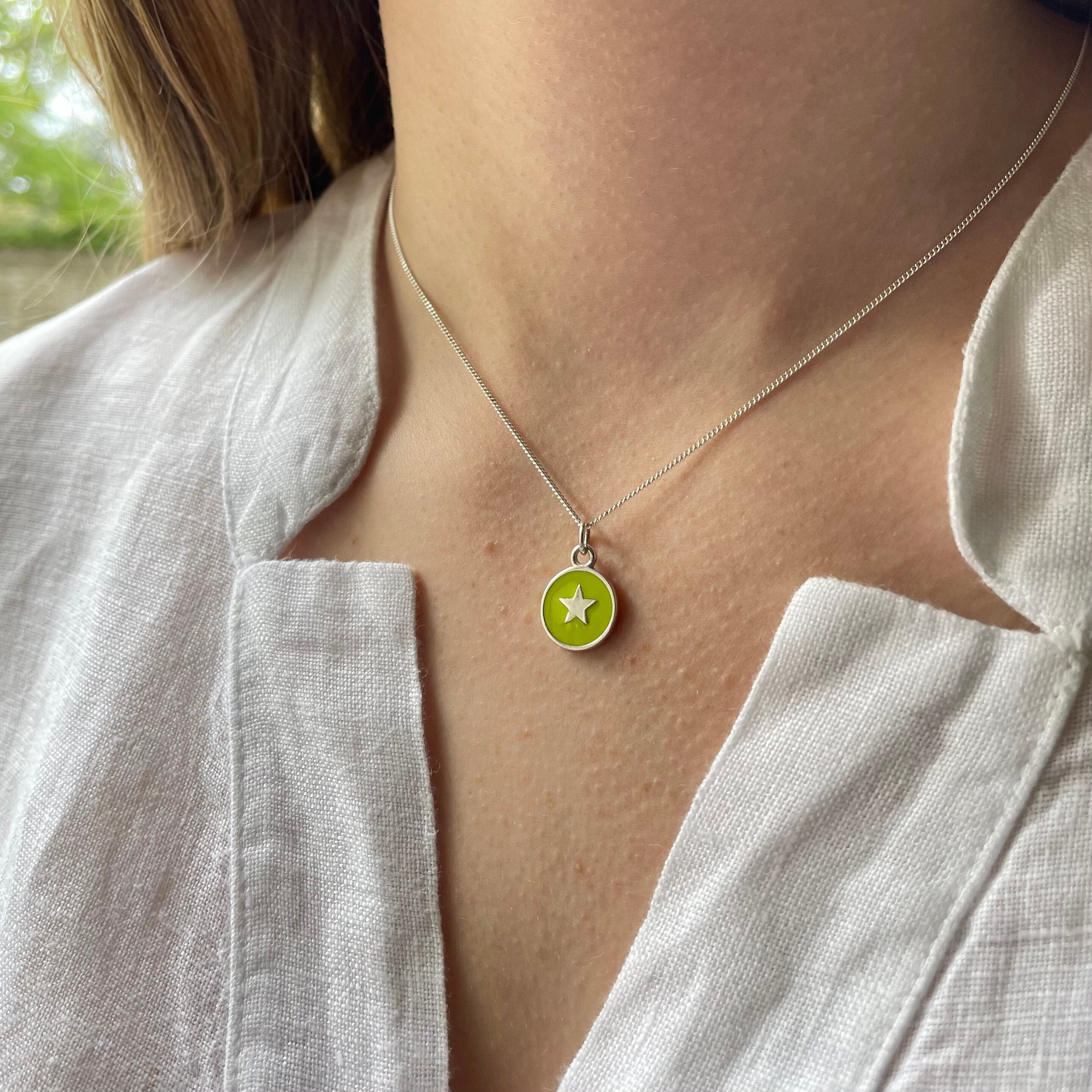 Small Star Enamel Necklace Sterling 