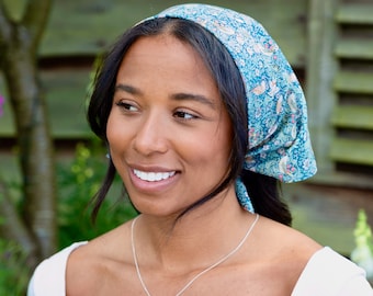 NEW Green Strawberry Thief Headscarf Bandana Made with Liberty Fabric LS112