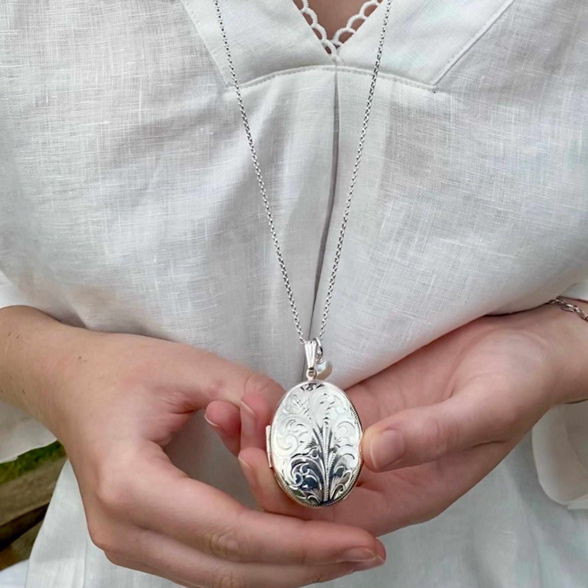 Handcrafted Sterling Silver Heart Shaped Glass locket Small Medium Large  Girl Women Female Lady Wife Girlfriend – Mon Bijoux