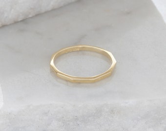 Hexagon Stacking Ring Gold Vermeil