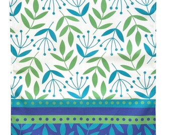 Summer Border Green/Turquoise Tea Towel 100% Cotton Dishtowel Kitchen Towel Mother's Day Gift TT012