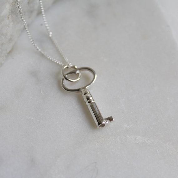Key Pendant Necklace Sterling Silver Etsy UK