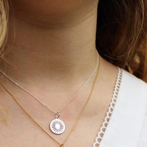 Daisy Token Charm Necklace Sterling Silver
