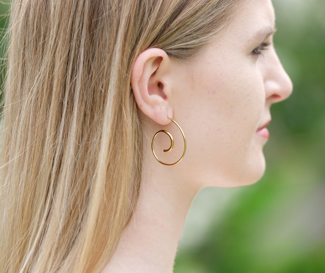 Spiral Hoop Earrings Gold Vermeil Etsy