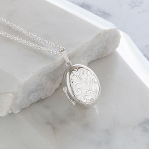 Personalised Engraved Oval Locket Necklace Sterling Silver