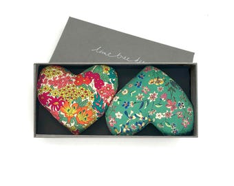 Young at Heart Box of 2 Lavender Heart Drawer Scenters, Handmade with Liberty Tana Lawn Fabric Lavender Bags in Gift Box LHT108