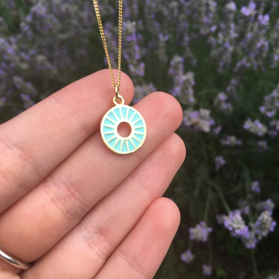 Sunburst Ring Enamel Necklace Gold Vermeil - Etsy