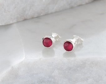 Birthstone Stud Earrings October: Pink & Sterling Silver