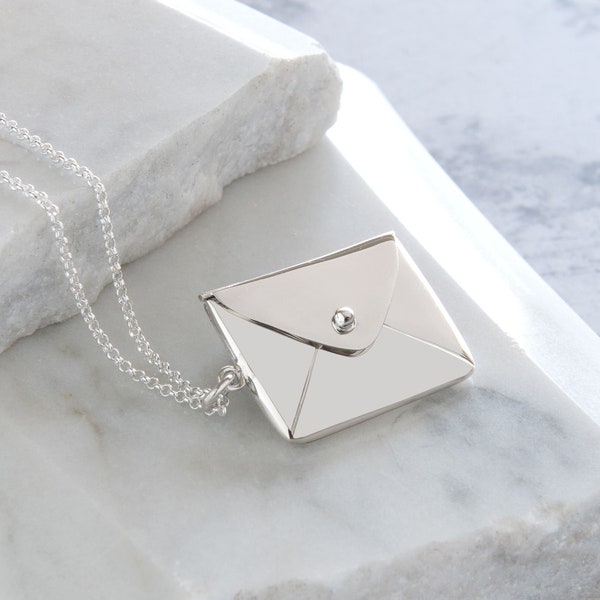 Personalised Envelope Locket Necklace Sterling Silver