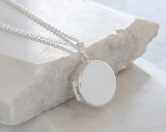 Collier de médaillon à tambour rond personnalisé en argent sterling