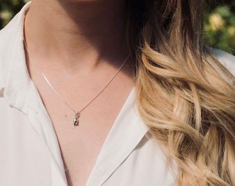 Tiny Mouse Charm Necklace Sterling Silver