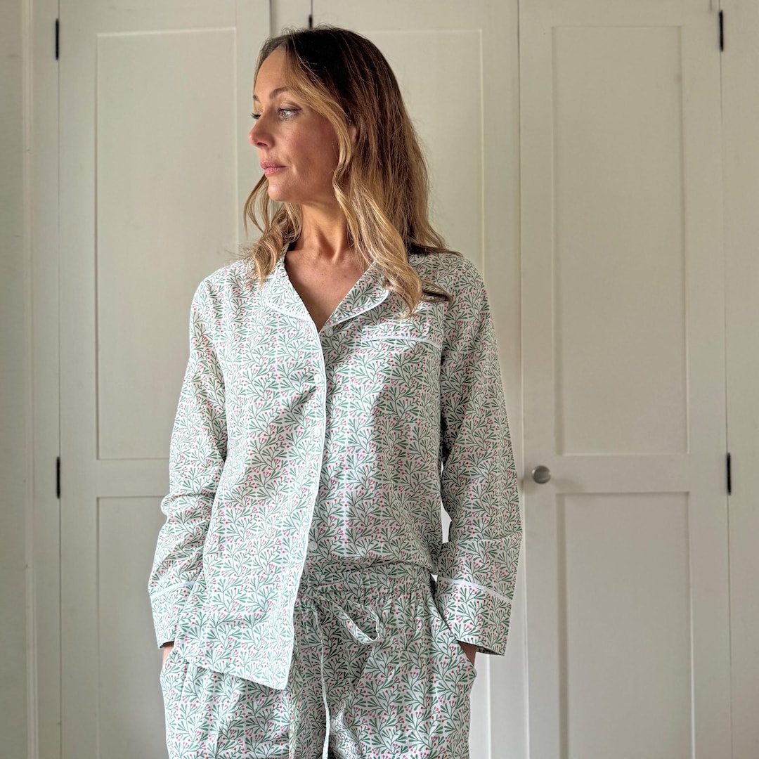 Green Berry Cotton, Pajama Set, Bridesmaid Pyjamas, Pjs, Long Sleeve ...