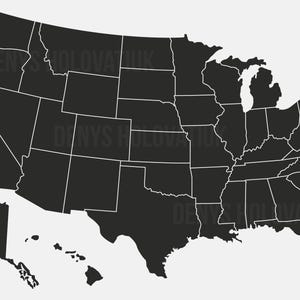 Blank USA map. United States of America map. US map template. USA svg map.