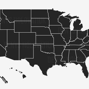 Outline blank USA map. United States of America map. US map template. USA svg map.