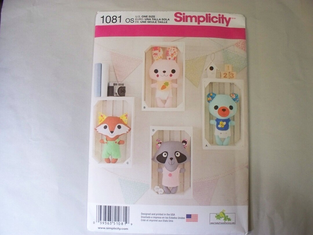 New Simplicity Stuffed Animal Pattern 1081 free US Shipping - Etsy