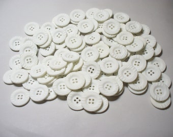 70 White 7/8 Inch Buttons, Lot  W-8, Lot 2758