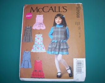 New McCall's, Girls' Dress  Pattern, M7008, CL (6-7-8)  (Free US Shipping)