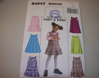 New Butterick, Girl's Dress  Pattern, 4842 (1,2,3) (Free US Shipping)