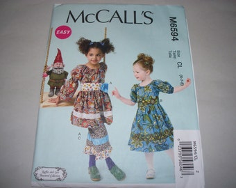 New Pattern, McCall's Pattern, Girls' Clothing Pattern, M6594, (CL) 6-7-8