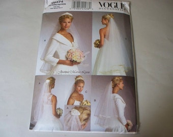 New Pattern, Vogue Pattern, Bridal Veil Pattern, Wedding Accessories, V8374