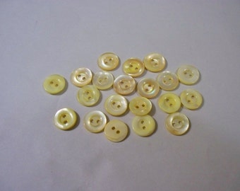 20 Small, Vintage, Yellow, MOP Buttons,  Lot 2660 (Free US Shipping)