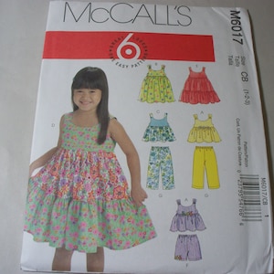 New Pattern, McCall's Pattern, Girls' Clothing Pattern, Girl's Summer Clothes, Kids Clothes,  M6017, CB (1-2-3)