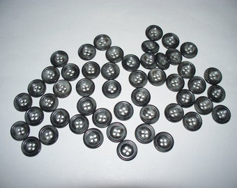 50 Vintage Buttons,  Variegated Gray Buttons,  4 Hole Buttons, Lot  2042