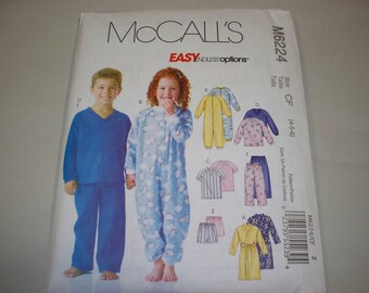 New Pattern, McCall's Pattern, Children's Sleepwear Pattern, Kids Clothes Pattern, M6224, CF (4,5,6)