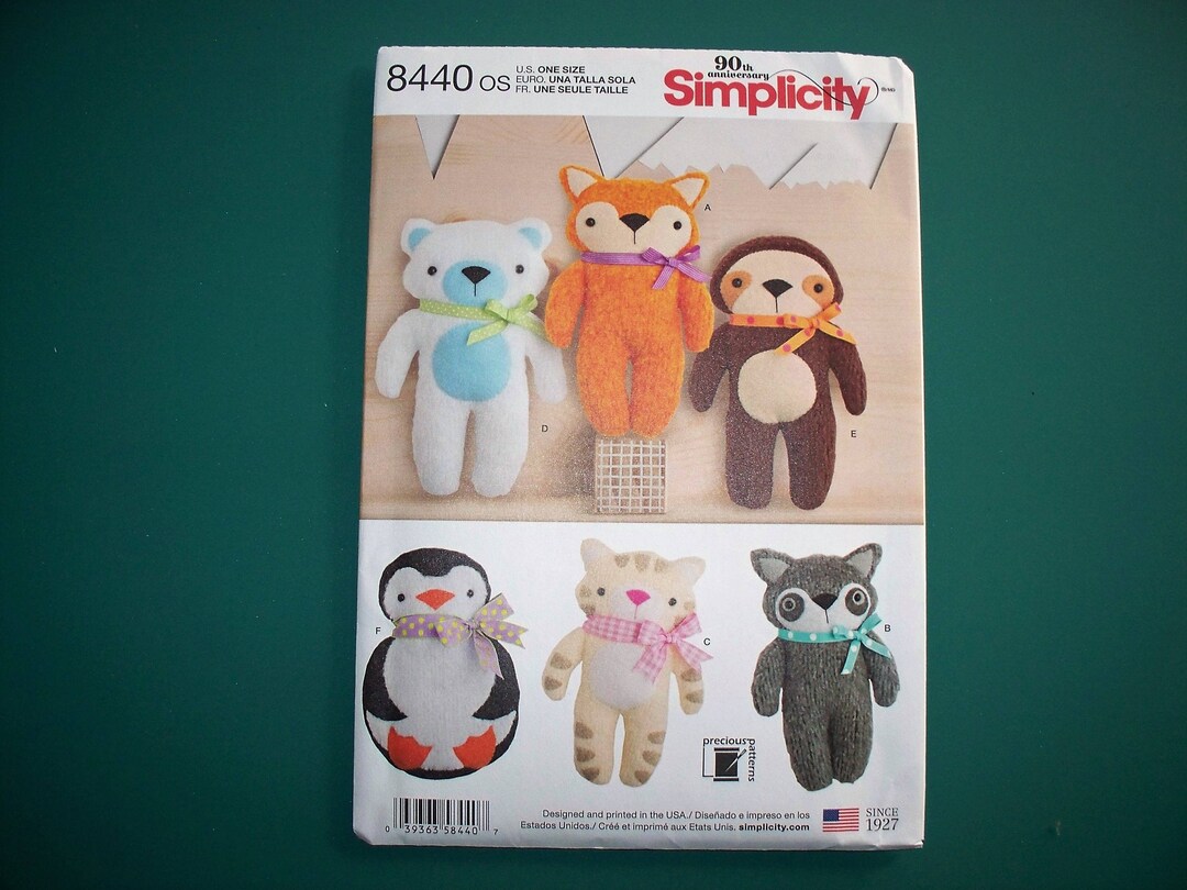 New Pattern, Simplicity Pattern, Stuffed Animal Pattern 8440 - Etsy