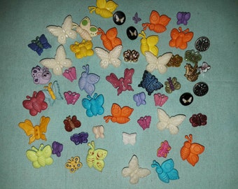 50 Buttons, Butterfly Buttons, Craft Buttons, Sewing Buttons, Novelty Buttons, Lot 2488