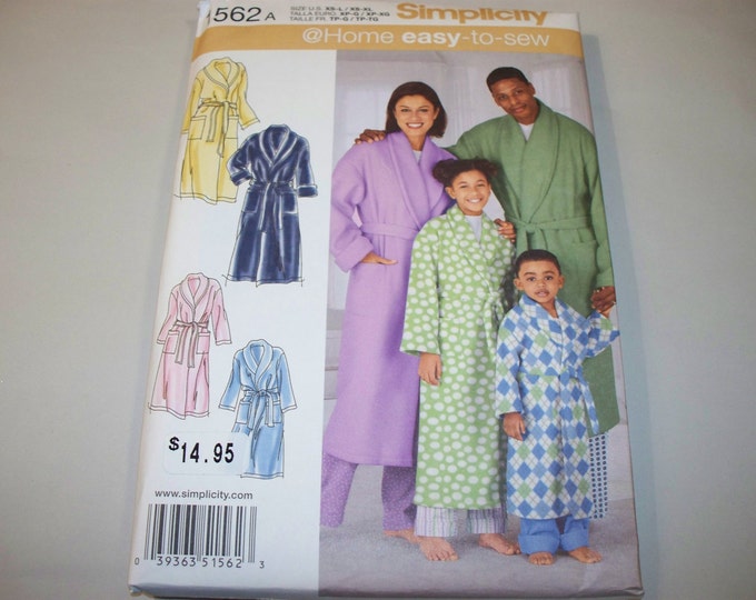 Simplicity Robe Pattern New Pattern, Simplicity Pattern, Family Robes Pattern, Bath Robe, 1562 ...