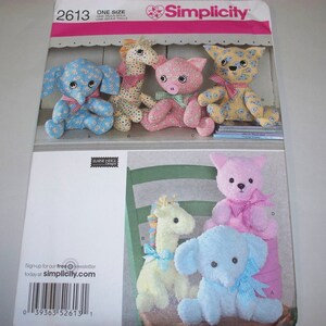 New Simplicity Stuffed Animal Pattern 2613 - Etsy