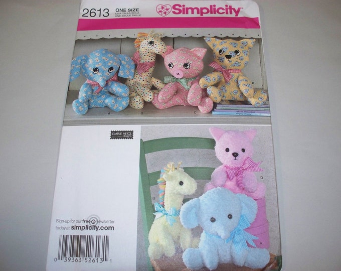 New Simplicity Stuffed Animal Pattern 2613 - Etsy