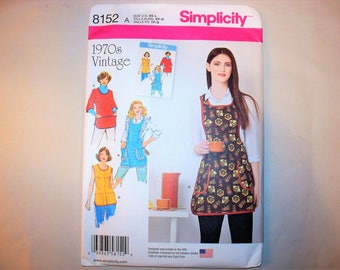 New Pattern, Simplicity Pattern, Vintage Style Apron Pattern, Smock Pattern, 8152