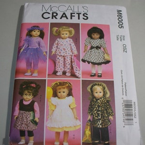 New Pattern, McCall&#39;s Pattern,18&quot; Doll Clothing Pattern, M6005