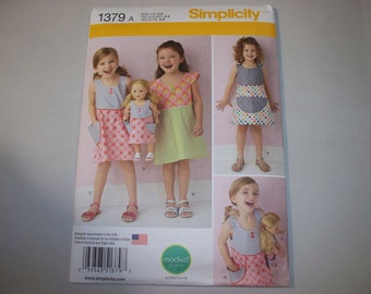 New Pattern, Simplicity Pattern, Girls' Dress  Pattern, Dollie and Me Pattern379 (3,4,5,6,7,8)