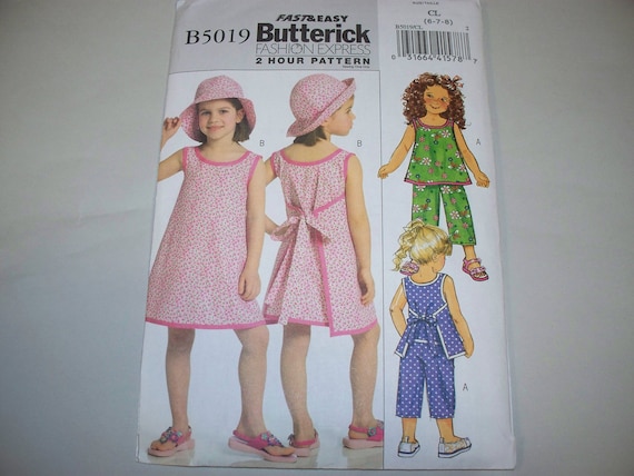 New Pattern, Butterick Pattern, Girl's Dress Pattern, Kids Clothes, Summer  Dress, B5019, (6,7,8) - Etsy