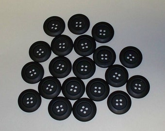 20 Buttons,Black Buttons, 7/8 Inch Buttons,  Four Hole Buttons, Sewing Buttons, Craft Buttons, Lot  2122