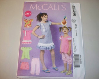 New Pattern,  McCall's Pattern, Girl's Clothing Pattern, Girls Dress Pattern, Kids Clothes, M6498, CCE (3-4-5-6)