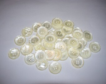 45 Vintage White, Pearl Like, 7/8 Inch Buttons, Lot 2759