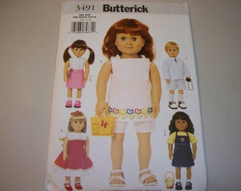 New Pattern, Butterick pattern, Doll Clothes Pattern, B3491