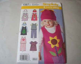 New Pattern, Simplicity Pattern, Girls Clothing  Pattern, KIds Clothes.1567A, (1/2, 1, 2, 3, 4)